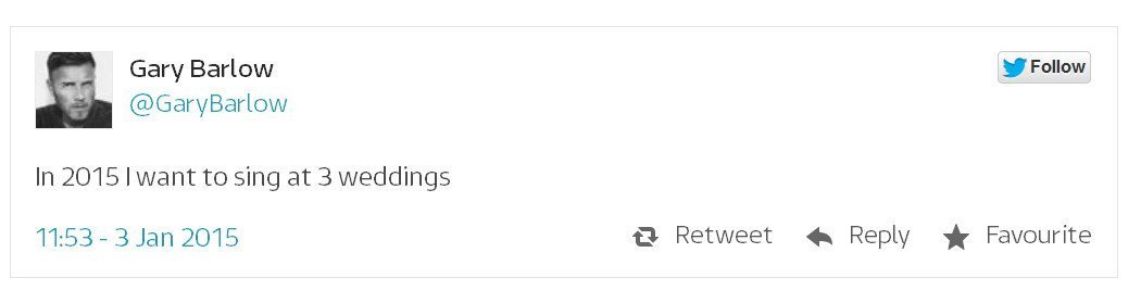gary barlow wedding tweet